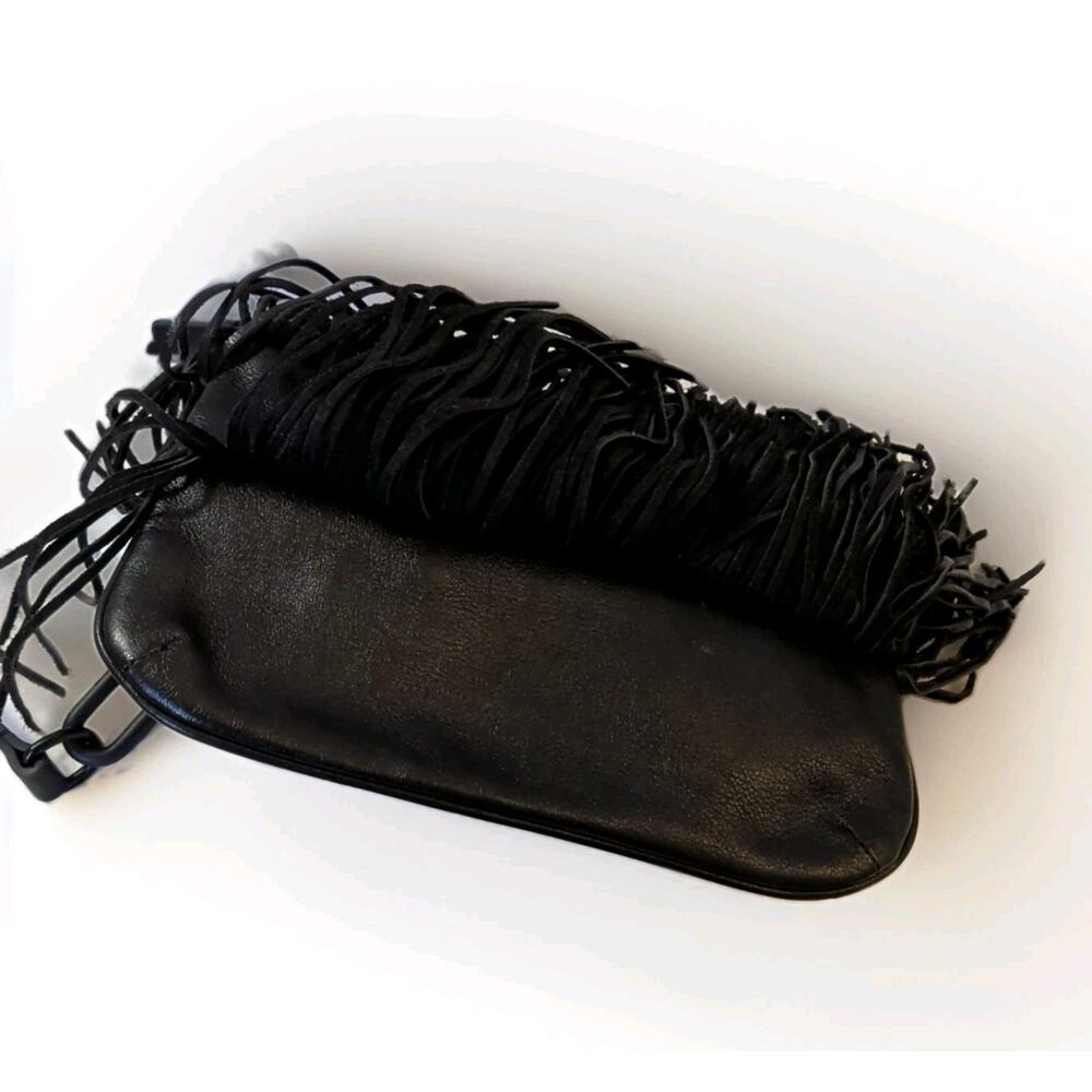 Rebecca Minkoff Fringe Black Crossbody Hippie Boho Leather Bag Purse - Picture 8 of 12